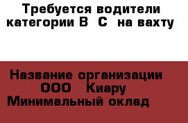 Требуется водители категории В ,С, на вахту. › Название организации ­ ООО,, Киару“ › Минимальный оклад ­ 60 000 › Максимальный оклад ­ 99 000 › Процент ­ 20 › Возраст от ­ 28 › Возраст до ­ 50 - Все города Работа » Вакансии   . Северная Осетия